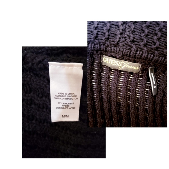 GUESS Size Medium, Black Knit Open Front Cardigan Sweater - Picture 4 of 4